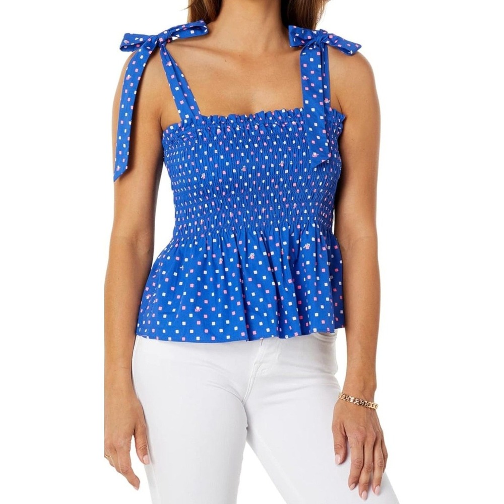 Lilly Pulitzer Rivera‎ Smocked Top Blue Size L